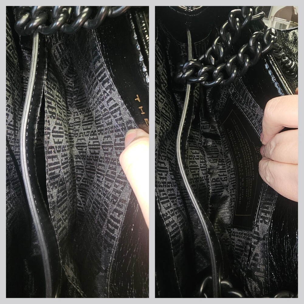 Kurt Geiger London Brixton Lock Drench Black Patent Leather Shoulder Bag - Picture 6 of 10